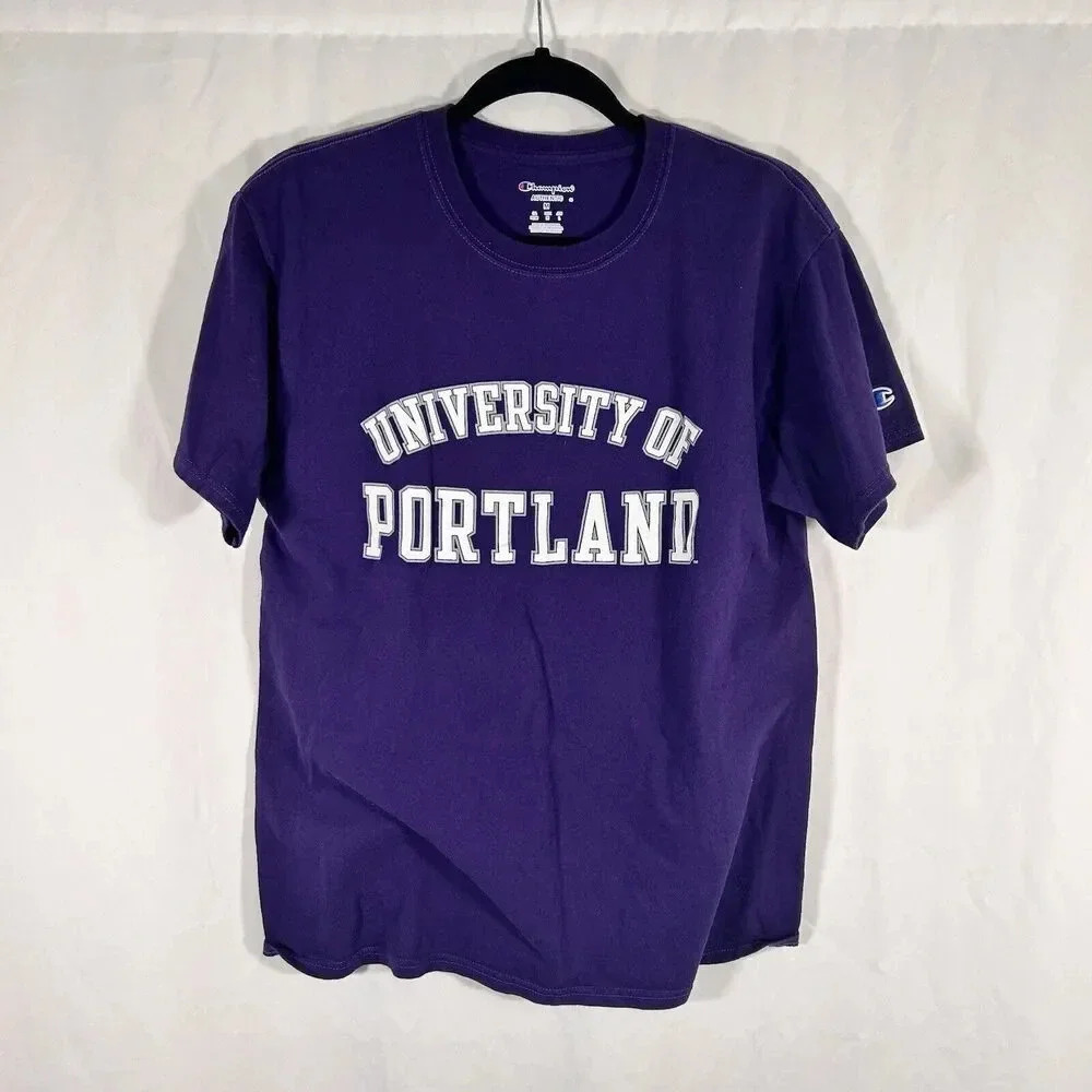 University of Portland Shirt Unisex Medium Purple Short Sleeve Crew Neck
